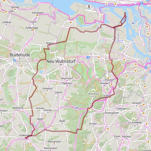 Map miniature of "The Nature Tour" cycling inspiration in Lüneburg, Germany. Generated by Tarmacs.app cycling route planner