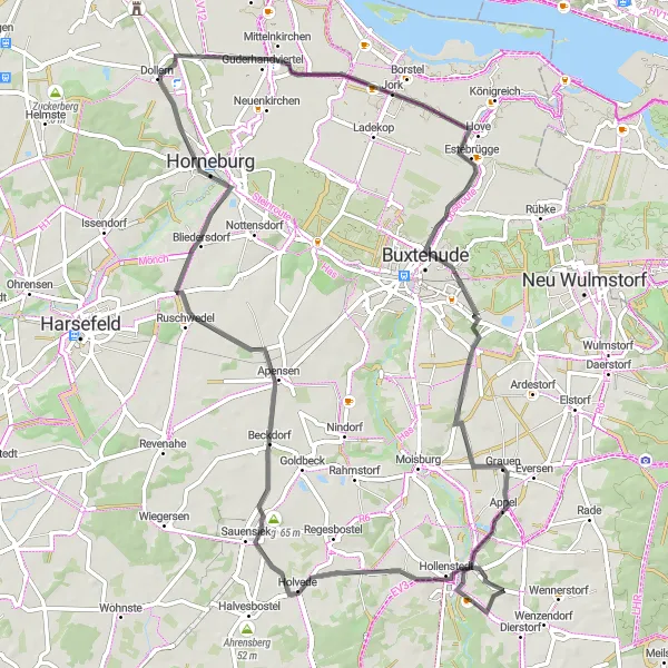 Map miniature of "Hofstedt Road Adventure" cycling inspiration in Lüneburg, Germany. Generated by Tarmacs.app cycling route planner