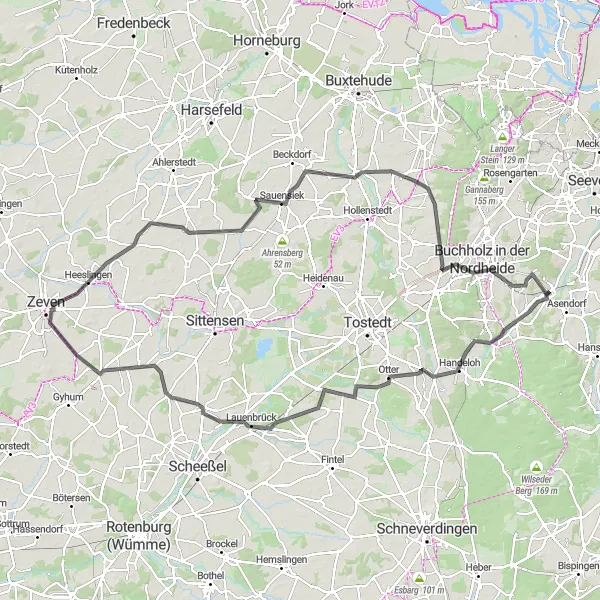 Map miniature of "The Lüneburg road adventure" cycling inspiration in Lüneburg, Germany. Generated by Tarmacs.app cycling route planner