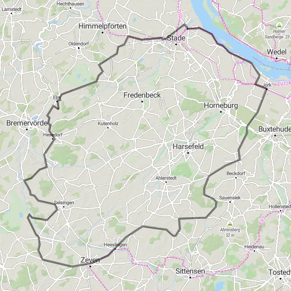 Map miniature of "Heeslingen Adventure" cycling inspiration in Lüneburg, Germany. Generated by Tarmacs.app cycling route planner