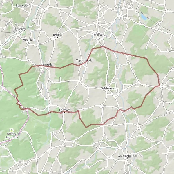 Map miniature of "The Gravel Expedition" cycling inspiration in Lüneburg, Germany. Generated by Tarmacs.app cycling route planner