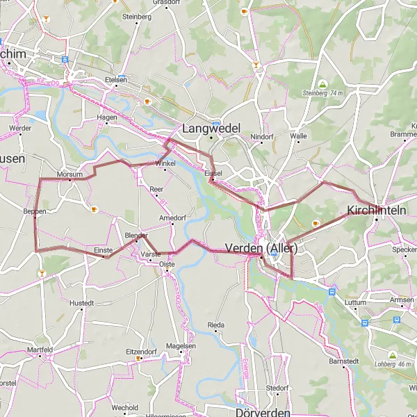 Map miniature of "Nature Retreat" cycling inspiration in Lüneburg, Germany. Generated by Tarmacs.app cycling route planner