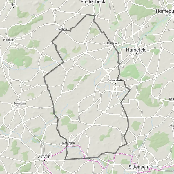 Karten-Miniaturansicht der Radinspiration "Rundtour um Kutenholz" in Lüneburg, Germany. Erstellt vom Tarmacs.app-Routenplaner für Radtouren