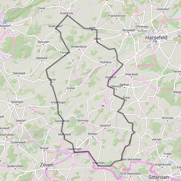 Map miniature of "Bokel Adventure" cycling inspiration in Lüneburg, Germany. Generated by Tarmacs.app cycling route planner