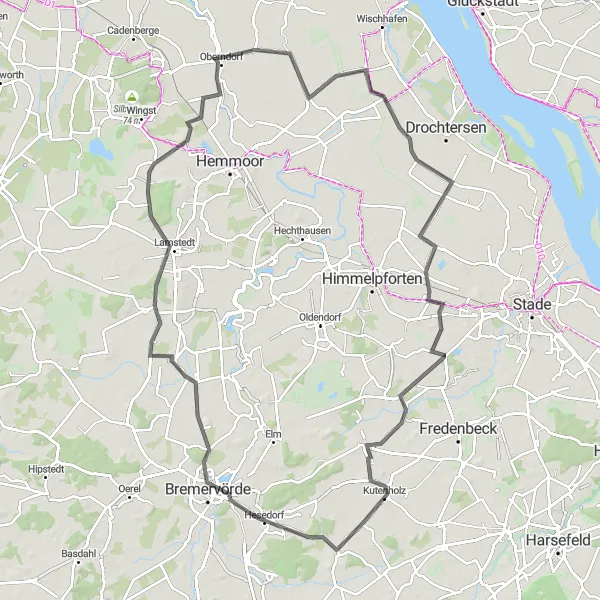 Map miniature of "Bremervörde Delight" cycling inspiration in Lüneburg, Germany. Generated by Tarmacs.app cycling route planner