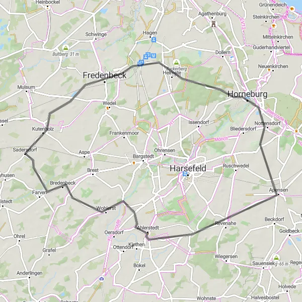 Karten-Miniaturansicht der Radinspiration "Rund um Fredenbeck" in Lüneburg, Germany. Erstellt vom Tarmacs.app-Routenplaner für Radtouren