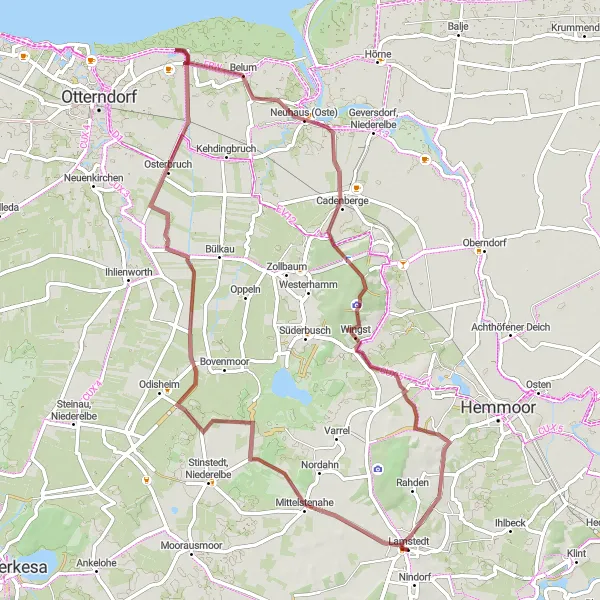 Karten-Miniaturansicht der Radinspiration "Abenteuerliche Tour durch die Wingst" in Lüneburg, Germany. Erstellt vom Tarmacs.app-Routenplaner für Radtouren