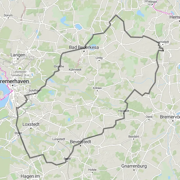 Map miniature of "Challenging Road Cycling Route with Breathtaking Views" cycling inspiration in Lüneburg, Germany. Generated by Tarmacs.app cycling route planner