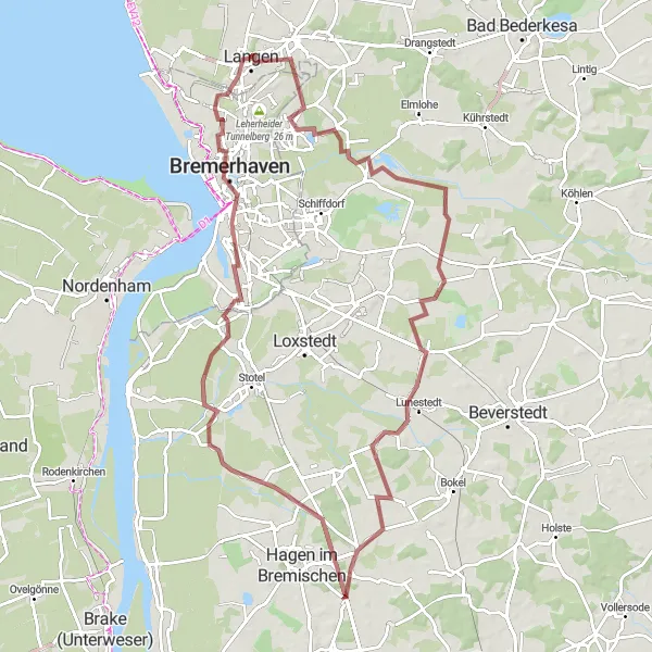 Karten-Miniaturansicht der Radinspiration "Radtour entlang der Küste" in Lüneburg, Germany. Erstellt vom Tarmacs.app-Routenplaner für Radtouren