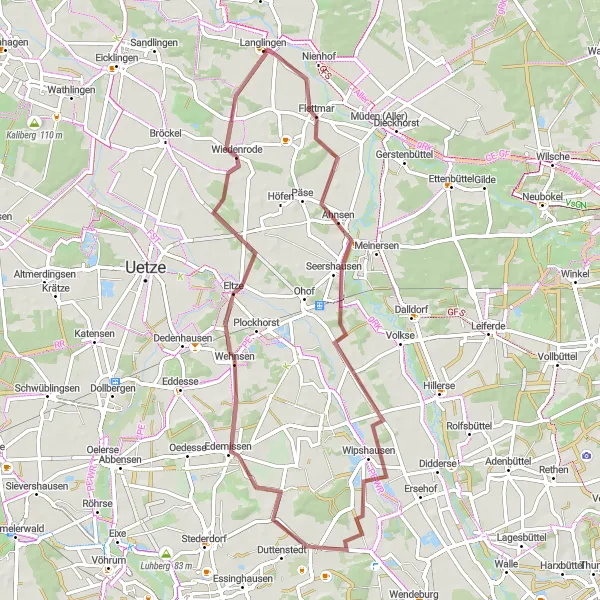 Karten-Miniaturansicht der Radinspiration "Fahrradtour nach Eltze und zurück" in Lüneburg, Germany. Erstellt vom Tarmacs.app-Routenplaner für Radtouren