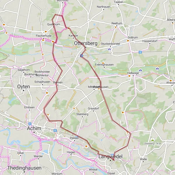 Map miniature of "Gravel Adventure" cycling inspiration in Lüneburg, Germany. Generated by Tarmacs.app cycling route planner