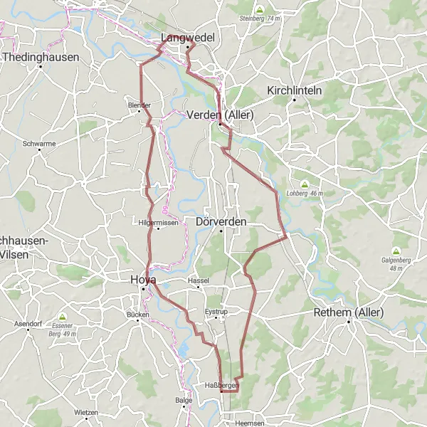 Map miniature of "Verden Panorama" cycling inspiration in Lüneburg, Germany. Generated by Tarmacs.app cycling route planner