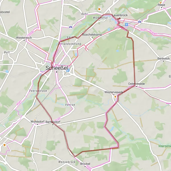 Map miniature of "Westervesede Escape" cycling inspiration in Lüneburg, Germany. Generated by Tarmacs.app cycling route planner