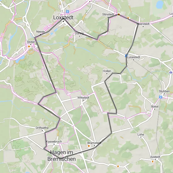 Karten-Miniaturansicht der Radinspiration "Kurze Tour durch malerische Landschaften" in Lüneburg, Germany. Erstellt vom Tarmacs.app-Routenplaner für Radtouren