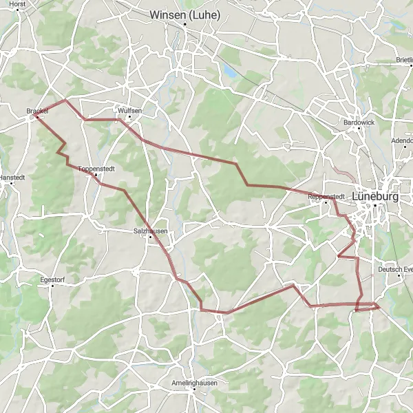 Map miniature of "Embsen to Häcklingen Gravel Loop" cycling inspiration in Lüneburg, Germany. Generated by Tarmacs.app cycling route planner