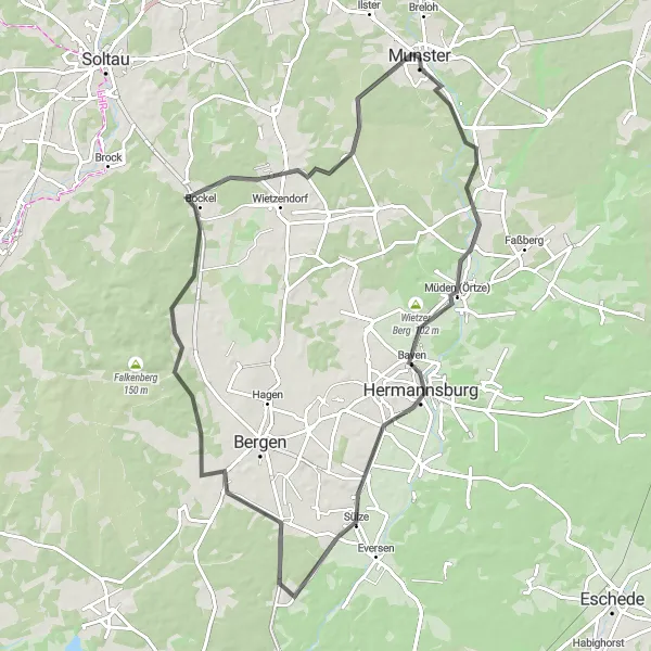 Karten-Miniaturansicht der Radinspiration "Straßentour durch Lüneburg" in Lüneburg, Germany. Erstellt vom Tarmacs.app-Routenplaner für Radtouren