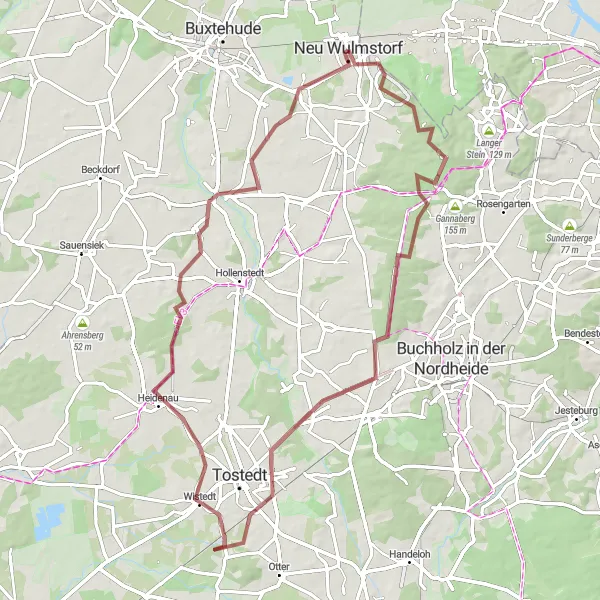 Karten-Miniaturansicht der Radinspiration "Gravel-Rundtour um Neu Wulmstorf" in Lüneburg, Germany. Erstellt vom Tarmacs.app-Routenplaner für Radtouren