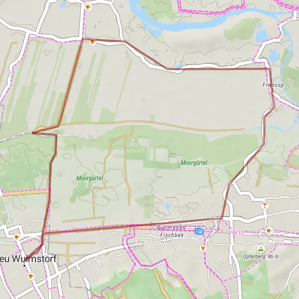 Map miniature of "Neuenfelde Explorer" cycling inspiration in Lüneburg, Germany. Generated by Tarmacs.app cycling route planner