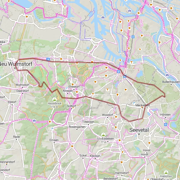 Map miniature of "Fleestedt Challenge" cycling inspiration in Lüneburg, Germany. Generated by Tarmacs.app cycling route planner