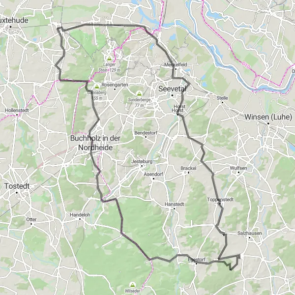 Map miniature of "The Ultimate Tour" cycling inspiration in Lüneburg, Germany. Generated by Tarmacs.app cycling route planner