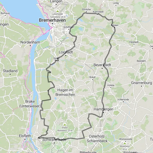 Map miniature of "Lüneburg Cycling Challenge" cycling inspiration in Lüneburg, Germany. Generated by Tarmacs.app cycling route planner