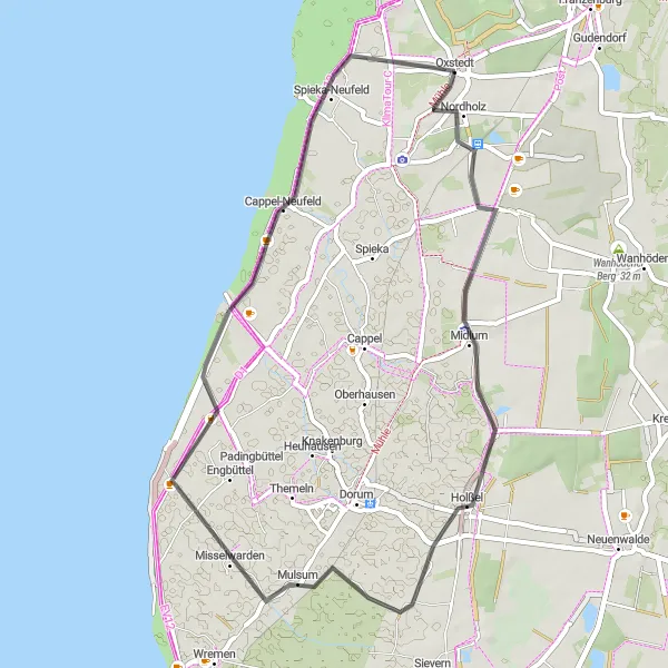 Map miniature of "Countryside Retreat" cycling inspiration in Lüneburg, Germany. Generated by Tarmacs.app cycling route planner