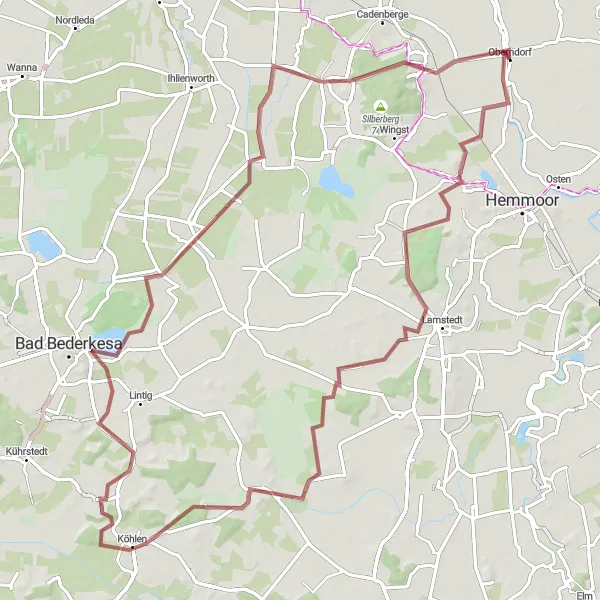 Karten-Miniaturansicht der Radinspiration "Abenteuerliche Graveltour durch die Region Oberndorf" in Lüneburg, Germany. Erstellt vom Tarmacs.app-Routenplaner für Radtouren