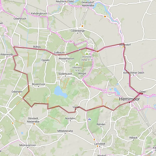 Karten-Miniaturansicht der Radinspiration "Gravel-Tour entlang des Nordahns und Bülkau" in Lüneburg, Germany. Erstellt vom Tarmacs.app-Routenplaner für Radtouren