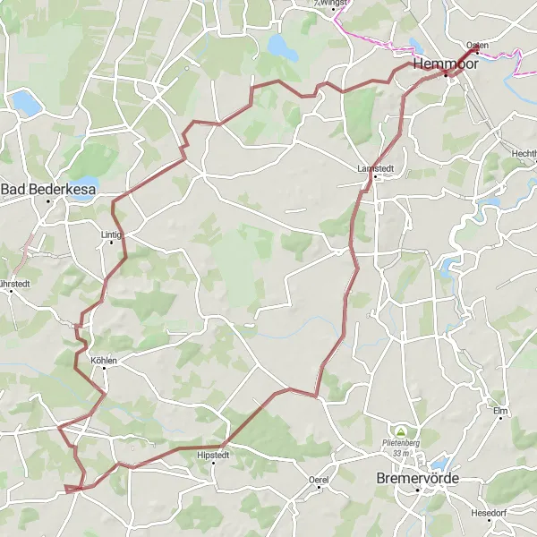 Map miniature of "Coastal Countenance" cycling inspiration in Lüneburg, Germany. Generated by Tarmacs.app cycling route planner