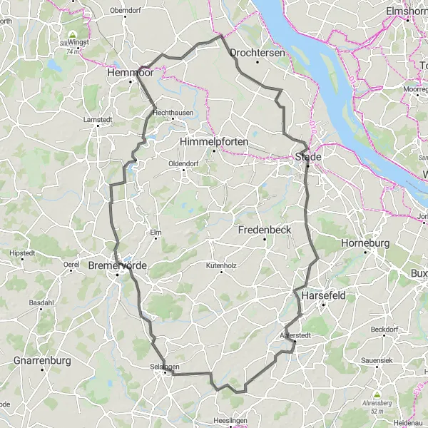 Karten-Miniaturansicht der Radinspiration "Die Elbufer und Marsch Route" in Lüneburg, Germany. Erstellt vom Tarmacs.app-Routenplaner für Radtouren