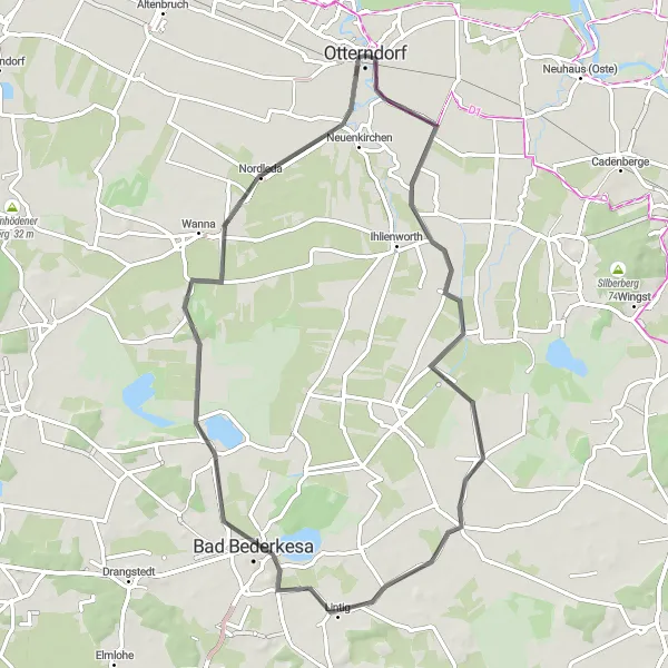 Karten-Miniaturansicht der Radinspiration "Straßenrundkurs mit Naturhighlights" in Lüneburg, Germany. Erstellt vom Tarmacs.app-Routenplaner für Radtouren