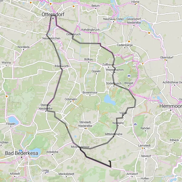 Karten-Miniaturansicht der Radinspiration "Idyllische Fahrradtour entlang der Elbe" in Lüneburg, Germany. Erstellt vom Tarmacs.app-Routenplaner für Radtouren