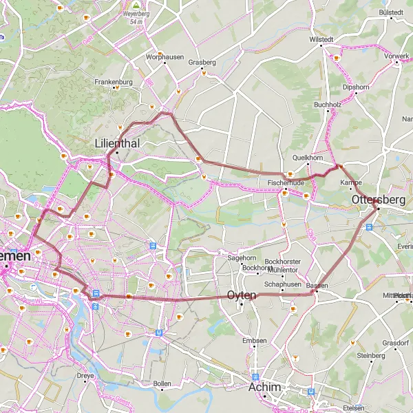 Karten-Miniaturansicht der Radinspiration "Gravel-Rundtour um Ottersberg" in Lüneburg, Germany. Erstellt vom Tarmacs.app-Routenplaner für Radtouren