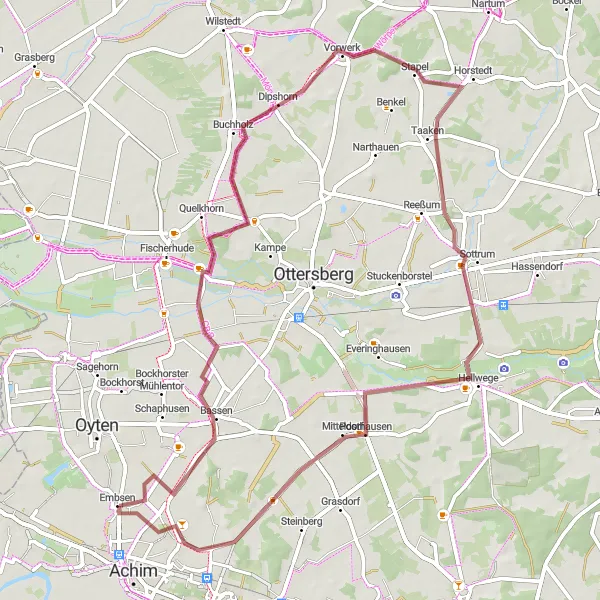 Map miniature of "Rolling Hills Adventure" cycling inspiration in Lüneburg, Germany. Generated by Tarmacs.app cycling route planner