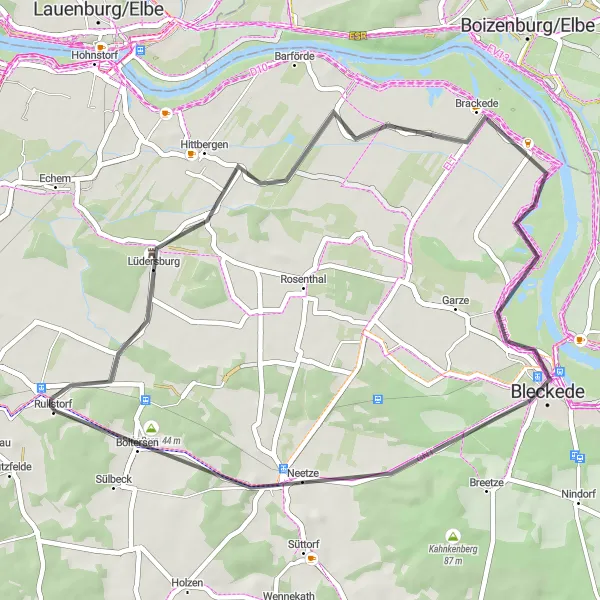 Map miniature of "Lüdersburg Loop" cycling inspiration in Lüneburg, Germany. Generated by Tarmacs.app cycling route planner
