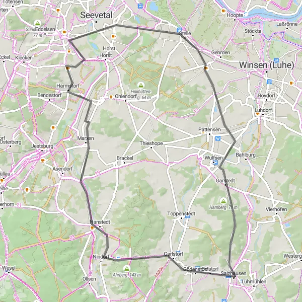 Karten-Miniaturansicht der Radinspiration "Die Garlstorf-Route" in Lüneburg, Germany. Erstellt vom Tarmacs.app-Routenplaner für Radtouren