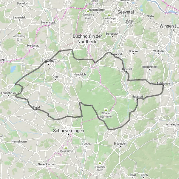 Karten-Miniaturansicht der Radinspiration "Die Krähen Berg-Route" in Lüneburg, Germany. Erstellt vom Tarmacs.app-Routenplaner für Radtouren