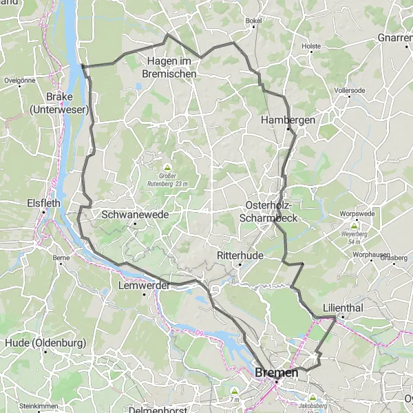 Map miniature of "Discovering New Horizons" cycling inspiration in Lüneburg, Germany. Generated by Tarmacs.app cycling route planner