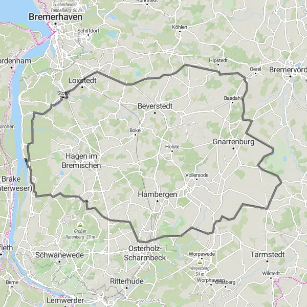 Karten-Miniaturansicht der Radinspiration "Entdeckungstour durch die Region um Sandstedt" in Lüneburg, Germany. Erstellt vom Tarmacs.app-Routenplaner für Radtouren
