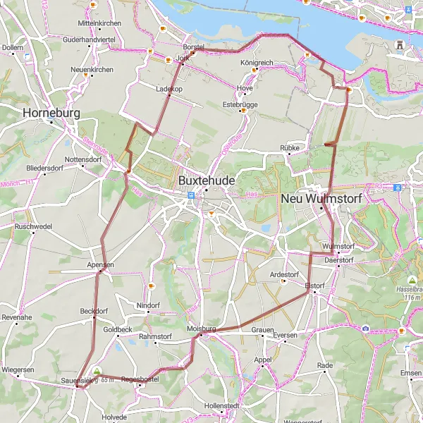 Karten-Miniaturansicht der Radinspiration "Rundweg um Sauensiek" in Lüneburg, Germany. Erstellt vom Tarmacs.app-Routenplaner für Radtouren