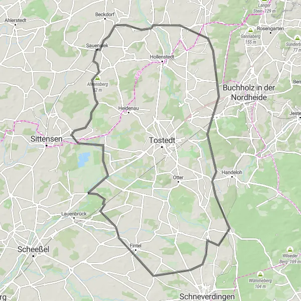 Map miniature of "Romberg Loop" cycling inspiration in Lüneburg, Germany. Generated by Tarmacs.app cycling route planner