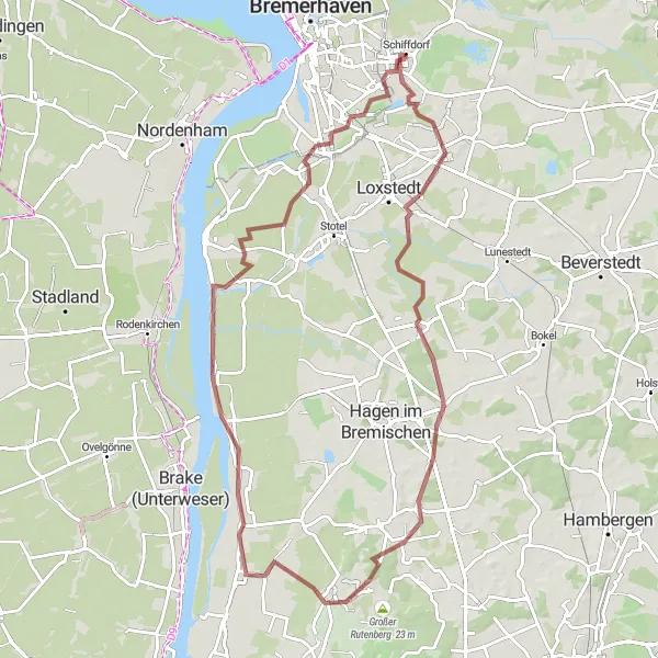 Map miniature of "Coastline Adventure" cycling inspiration in Lüneburg, Germany. Generated by Tarmacs.app cycling route planner