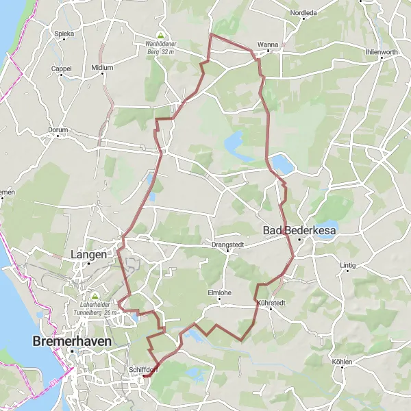 Map miniature of "The Geesten Path" cycling inspiration in Lüneburg, Germany. Generated by Tarmacs.app cycling route planner