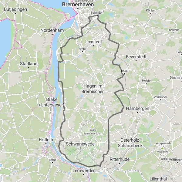 Karten-Miniaturansicht der Radinspiration "Lunestedt Route" in Lüneburg, Germany. Erstellt vom Tarmacs.app-Routenplaner für Radtouren