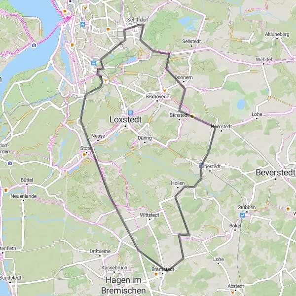 Karten-Miniaturansicht der Radinspiration "Heerstedt Route" in Lüneburg, Germany. Erstellt vom Tarmacs.app-Routenplaner für Radtouren