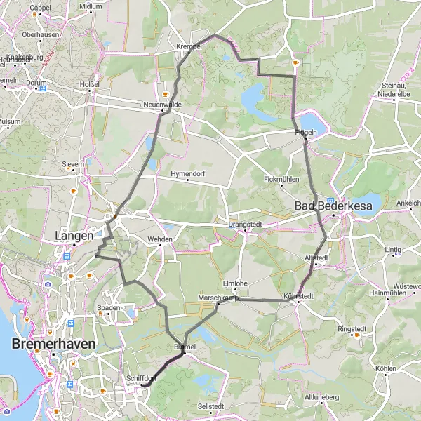 Map miniature of "Scenic Road Escape" cycling inspiration in Lüneburg, Germany. Generated by Tarmacs.app cycling route planner