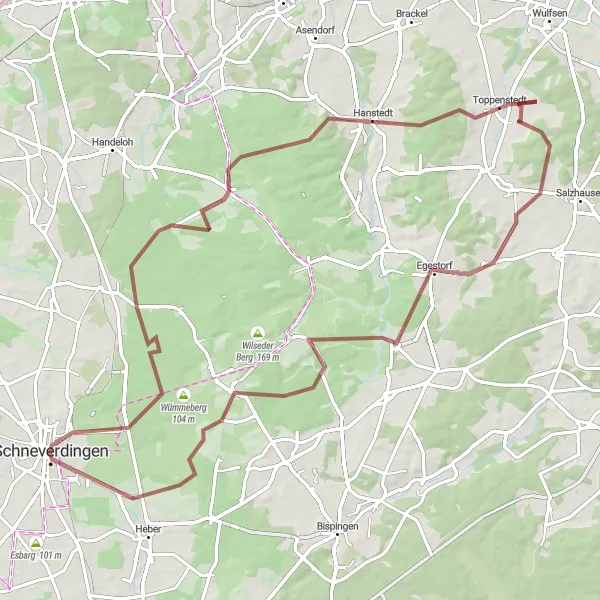 Karten-Miniaturansicht der Radinspiration "Abenteuerliche Gravelwege durch die Berge" in Lüneburg, Germany. Erstellt vom Tarmacs.app-Routenplaner für Radtouren