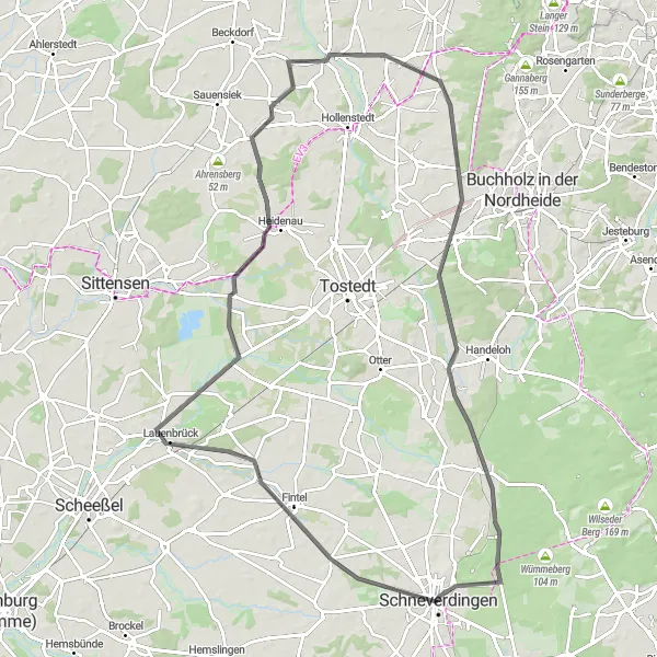 Karten-Miniaturansicht der Radinspiration "Der Weg der Hexen und Berge" in Lüneburg, Germany. Erstellt vom Tarmacs.app-Routenplaner für Radtouren