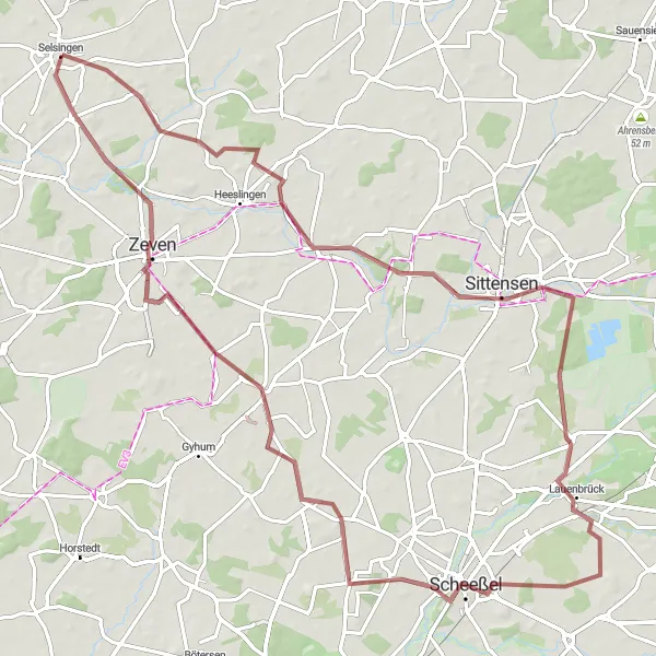 Map miniature of "Tiste Gravel Adventure" cycling inspiration in Lüneburg, Germany. Generated by Tarmacs.app cycling route planner