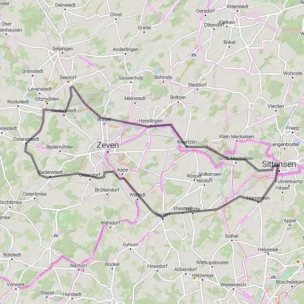 Map miniature of "Ehestorf Delight" cycling inspiration in Lüneburg, Germany. Generated by Tarmacs.app cycling route planner